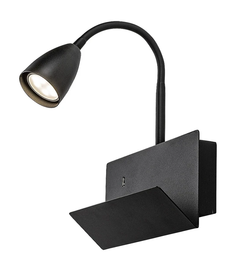 Wall Lights Tacito – LED wall light for wall in black with white shade, 230×290mm, GU10