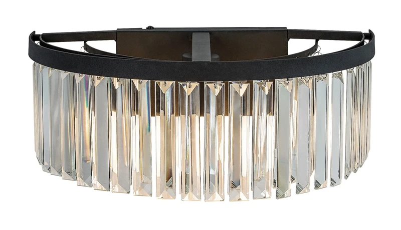 Eloisa – classic wall light in black with clear glass pendants, 400×145mm, 1×E27