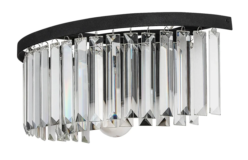 Eloisa – classic wall light in black with clear glass pendants, 400×145mm, 1×E27