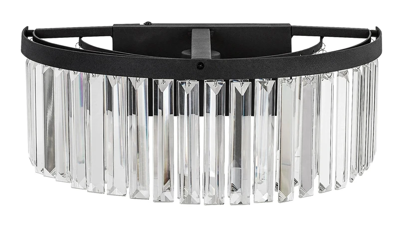Eloisa – classic wall light in black with clear glass pendants, 400×145mm, 1×E27