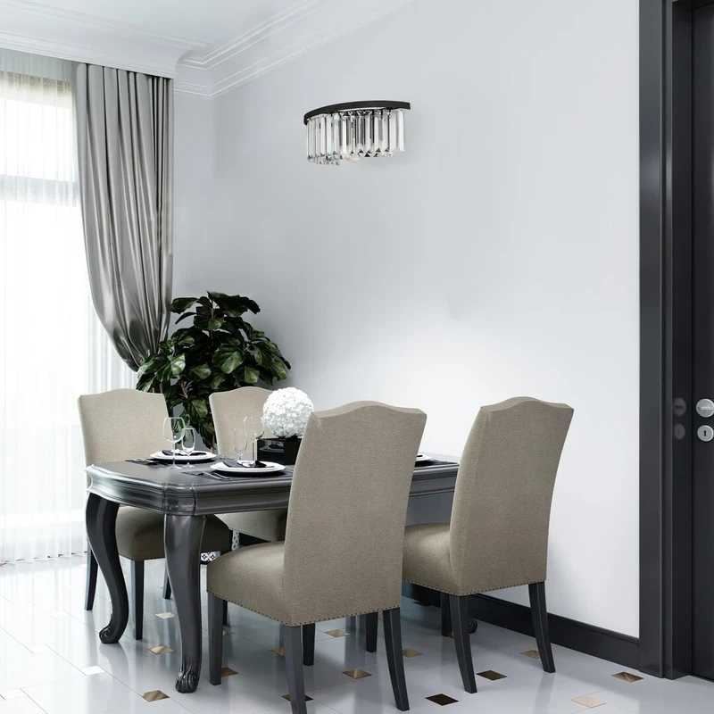Eloisa – classic wall light in black with clear glass pendants, 400×145mm, 1×E27