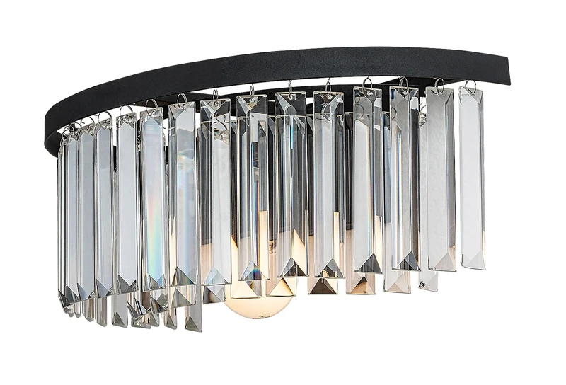Wall Lights Eloisa – classic wall light in black with clear glass pendants, 400×145mm, 1×E27
