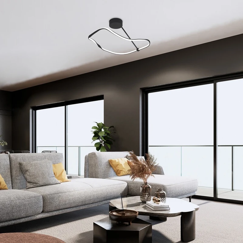 Mirossi – LED ceiling light in black with silicone shade, 630×550mm, 38W, 4000K