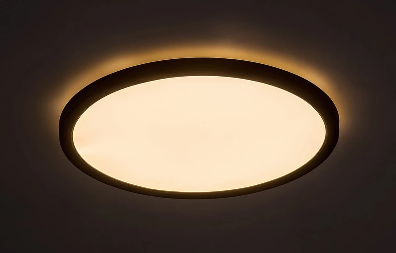 Gonzalo – LED плафон в черно с бял абажур, Ø400мм, 36W, 3000-6000K