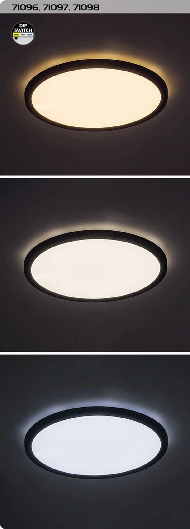 Gonzalo – LED ceiling light in black with white shade, Ø500mm, 36W, 3000-6000K