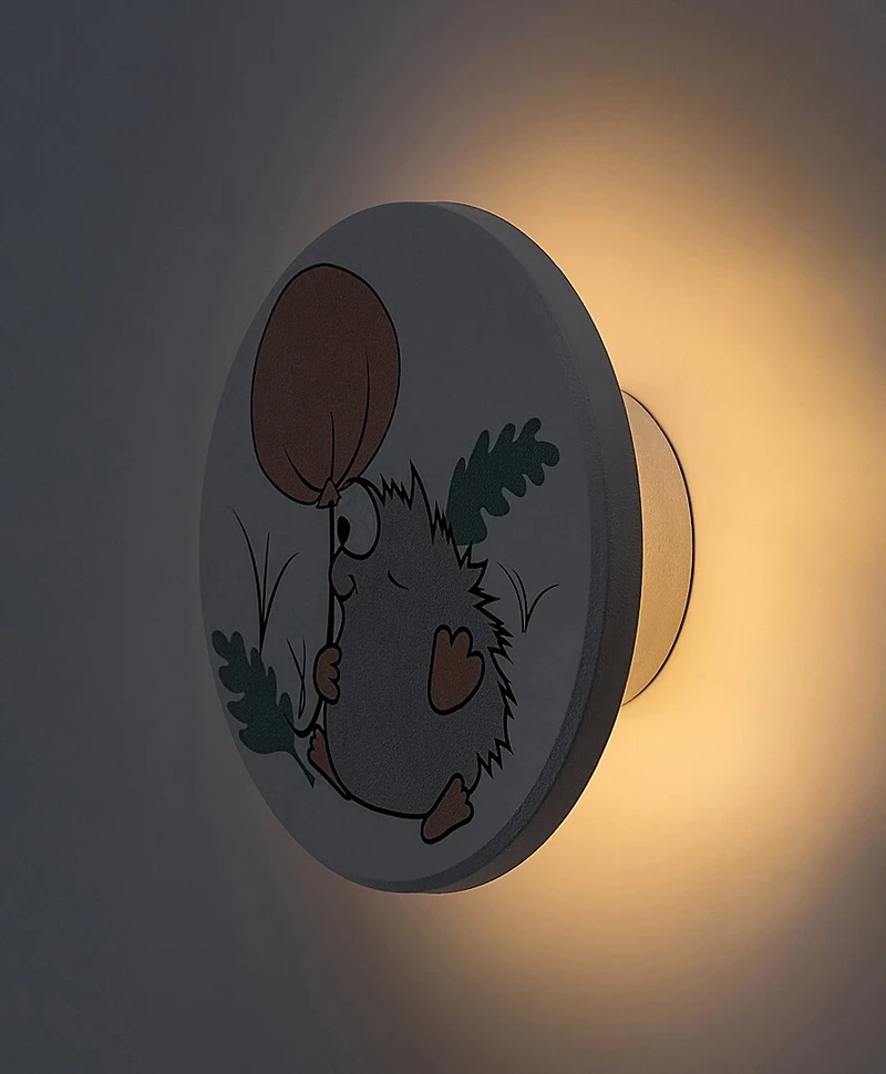 Hedgy – LED детска стенна лампа в бяло с цветен таралеж, Ø120мм, 9W, 3000-6500K