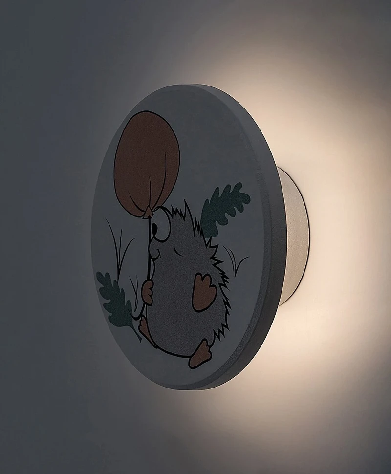 Hedgy – LED детска стенна лампа в бяло с цветен таралеж, Ø120мм, 9W, 3000-6500K