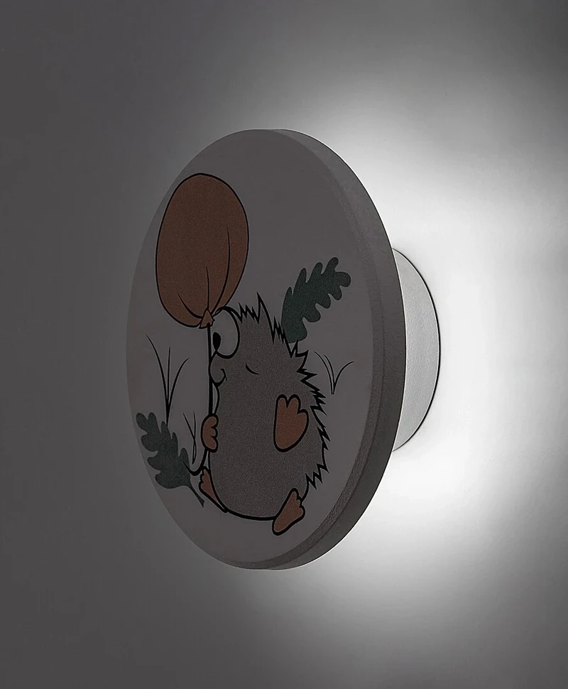 Hedgy – LED детска стенна лампа в бяло с цветен таралеж, Ø120мм, 9W, 3000-6500K