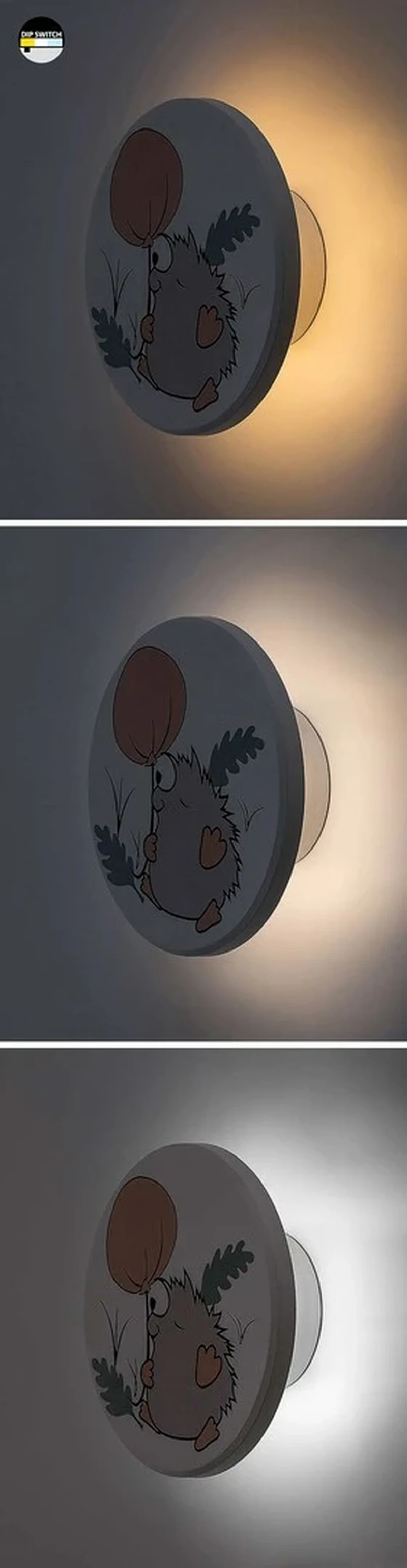 Hedgy – LED детска стенна лампа в бяло с цветен таралеж, Ø120мм, 9W, 3000-6500K
