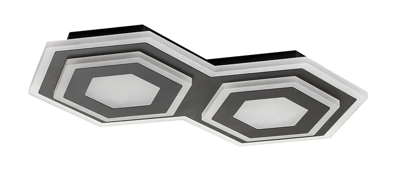 Bitsi – LED ceiling light in black with white shade, 430×270mm, 44W, 3000+6000K