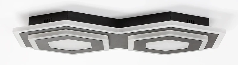 Bitsi – LED ceiling light in black with white shade, 430×270mm, 44W, 3000+6000K