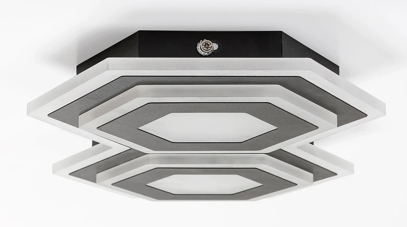Bitsi – LED ceiling light in black with white shade, 430×270mm, 44W, 3000+6000K