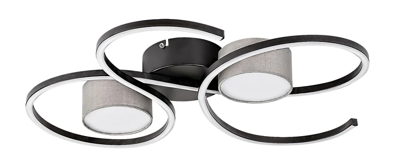 Shiena – LED плафон в черен мат със сиви абажури, 600×540мм, 38W, 4000K