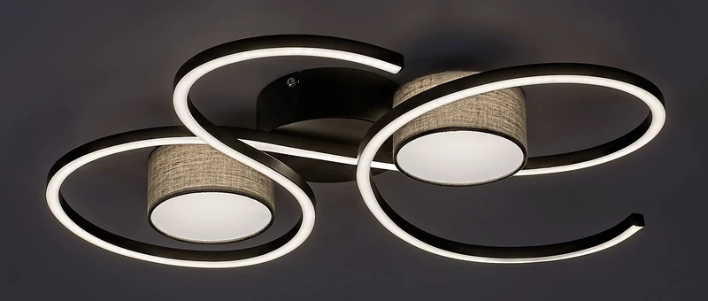 Shiena – LED плафон в черен мат със сиви абажури, 600×540мм, 38W, 4000K