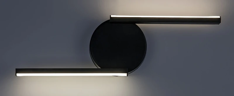 Sabira – LED аплик в черен мат с бели абажури, 120×375мм, 8W, 4000K