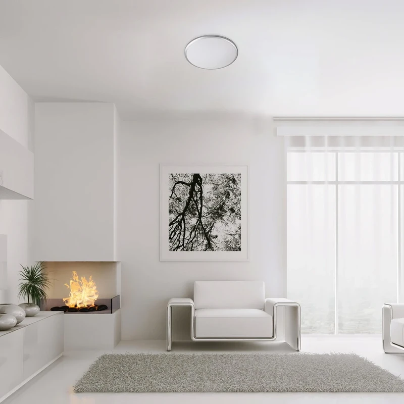 Engon – LED плафон в сребристо с бял абажур, Ø480мм, 45W, 4000K