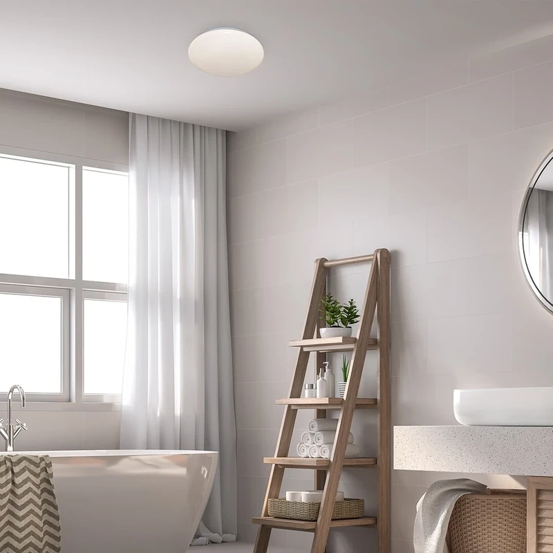 Lucas – LED плафон в бяло с микровълнов сензор, Ø265мм, 12W, 4000K, IP44