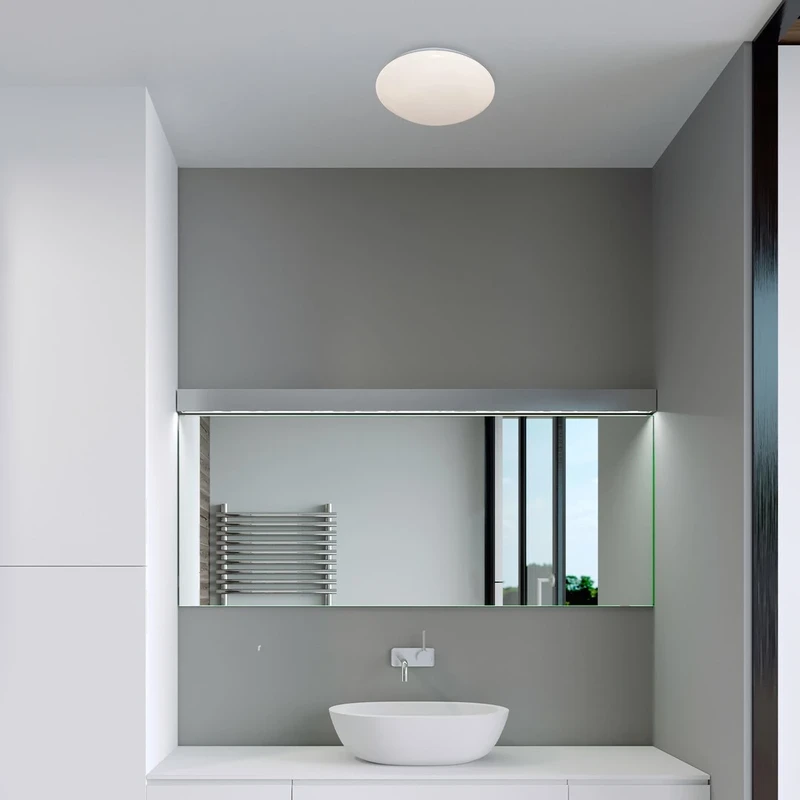 Lucas – LED ceiling light with microwave sensor in white, Ø335mm, 18W, 4000K, IP44