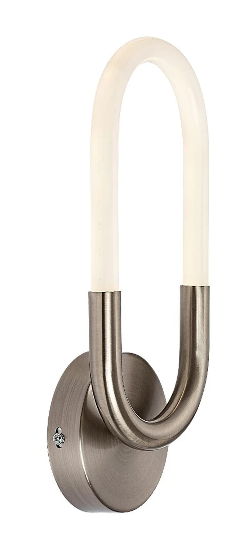 Стенно осветление (аплици) Irelia – LED аплик в сатениран хром с бял абажур, 140×350мм, 9W, 4000K