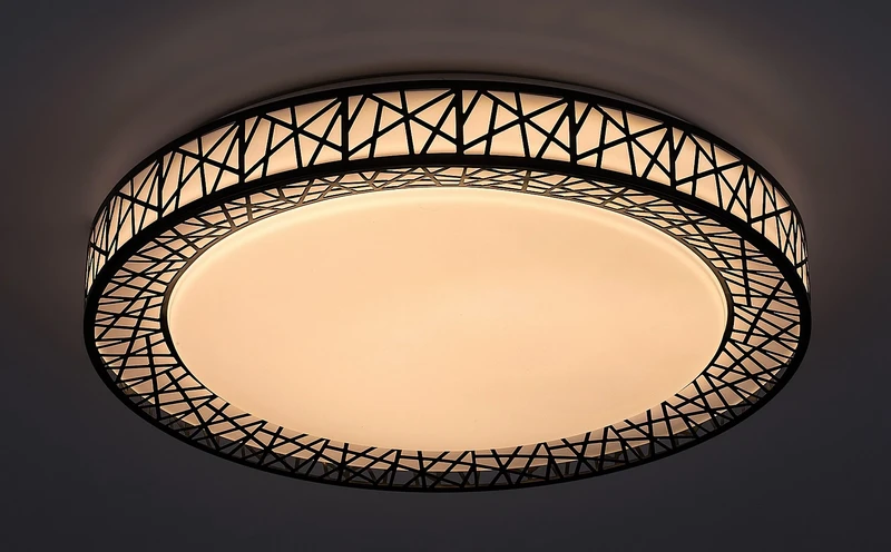 Nilin – LED ceiling light in black/white with remote, Ø490mm, 48W, 3000-6500K