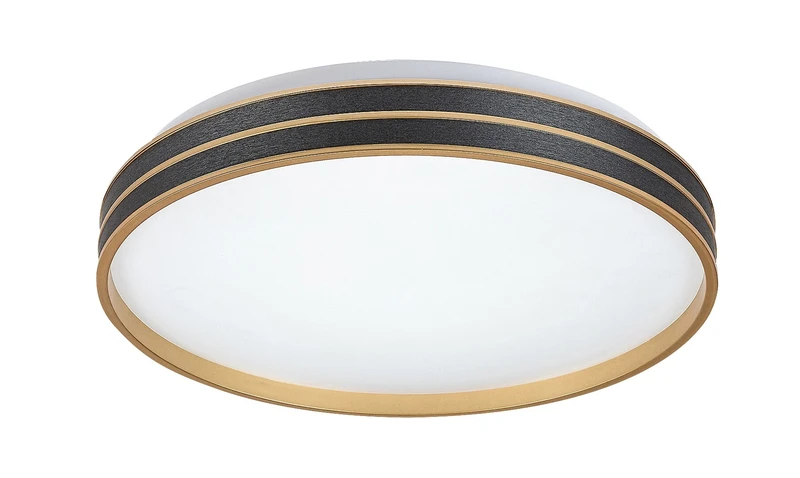 Gandor – LED ceiling light in black/gold with white shade, Ø390mm, 24W, 3000-6500K