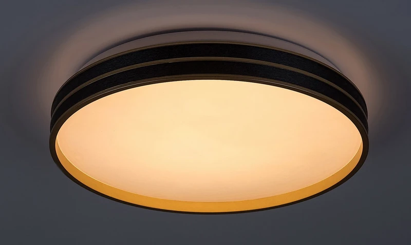Gandor – LED ceiling light in black/gold with white shade, Ø390mm, 24W, 3000-6500K