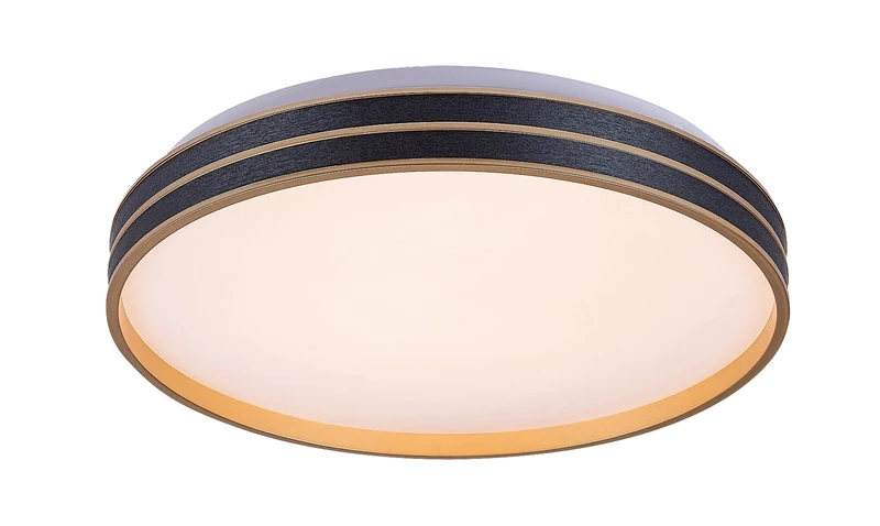 LED Ceiling Lights Gandor – LED ceiling light in black/gold with white shade, Ø390mm, 24W, 3000-6500K