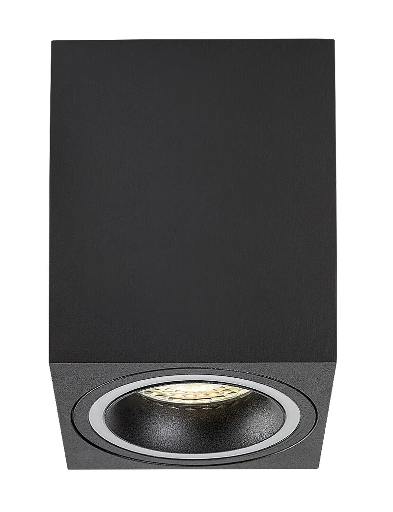 Kobald – LED spotlight for recessed mounting/surface mounting in black, 80×80mm, GU10, IP20
