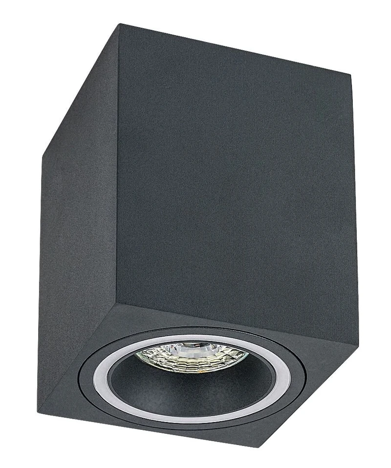 Kobald – LED спот за вграждане в сиво с бял абажур, 80×80мм, GU10, IP20