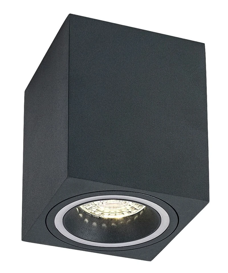 Kobald – LED спот за вграждане в сиво с бял абажур, 80×80мм, GU10, IP20