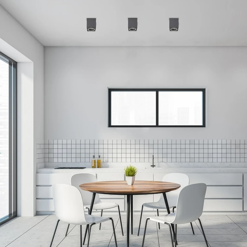 Kobald – LED спот за вграждане в сиво с бял абажур, 80×80мм, GU10, IP20