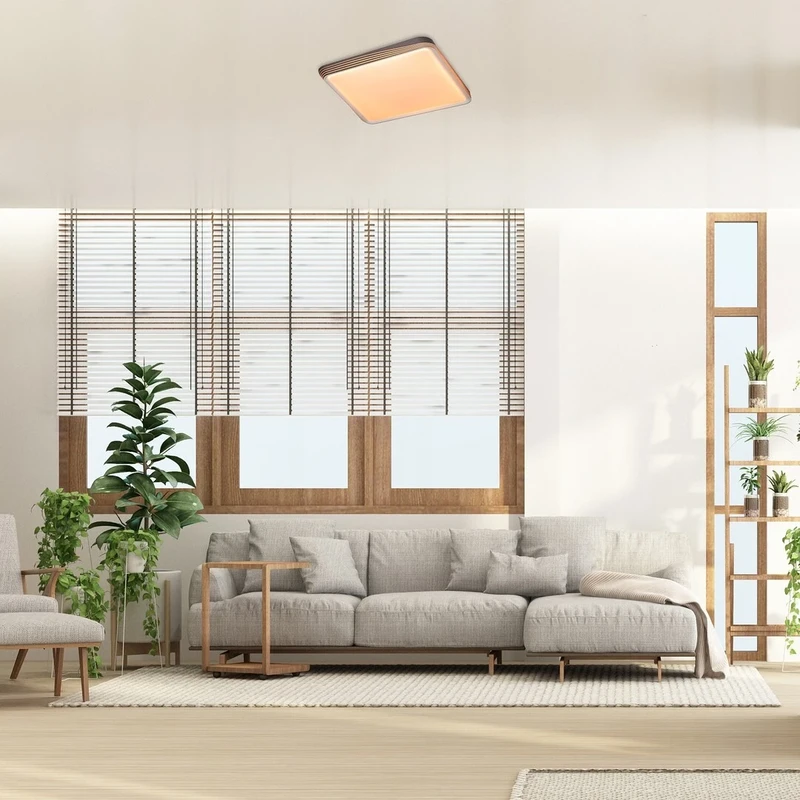 Druzor – LED плафон в кафяво с бял абажур, Ø480мм, 40W, 3000K