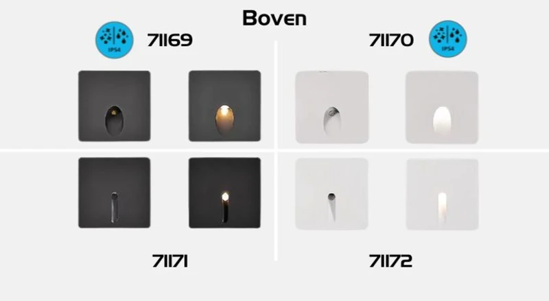 Boven – LED стълбищна лампа за вграждане в бяло, 65×75мм, 3W, 3000K