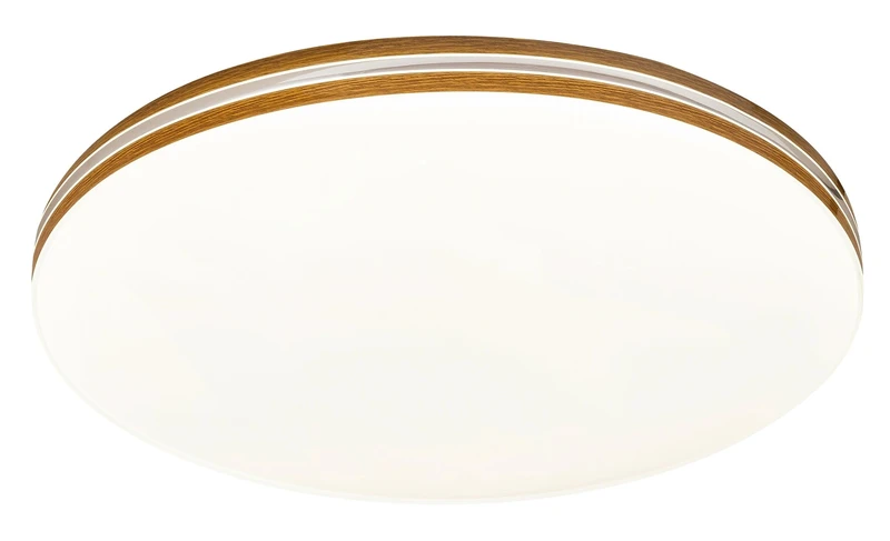 Oscar2 – LED ceiling light in white with wood decor, Ø340mm, 18W, 4000K
