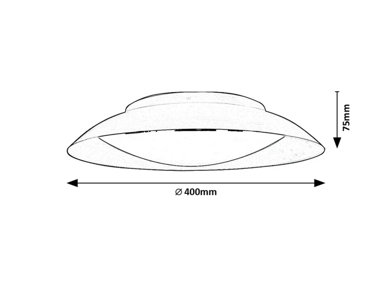 Hafsa – LED плафон в черно/злато с бял абажур, Ø400мм, 24W, 3000K