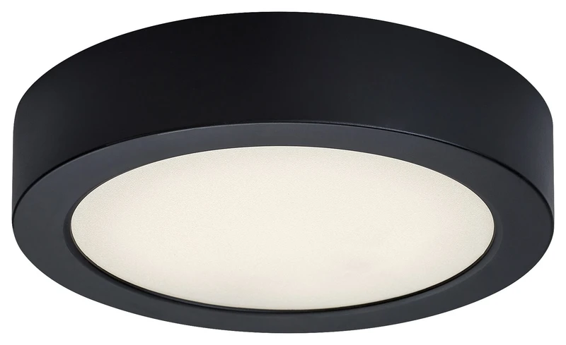 LED плафони Shaun2 – LED плафон в черно с бял абажур, Ø165мм, 15W, 4000K