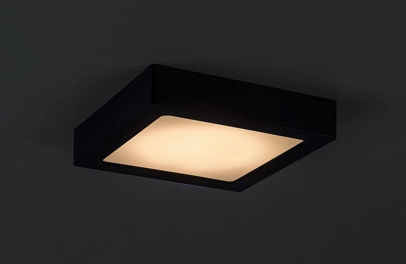 Shaun2 – LED ceiling light in black/white, 165×165mm, 15W, 3000K
