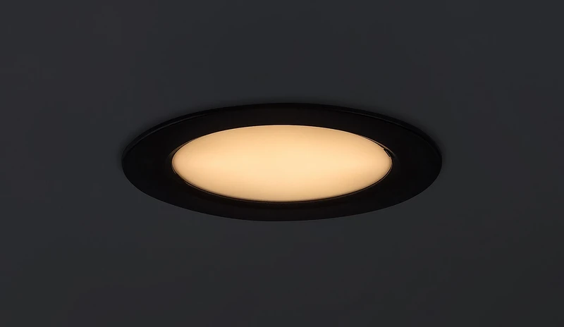 Shaun2 – LED recessed lamp in black/white, Ø120mm, 6W, 3000K