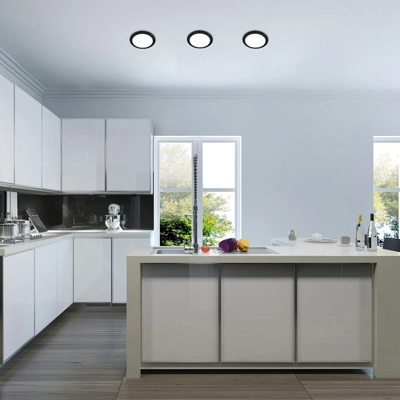 Shaun2 – recessed LED lighting in black/white, Ø220mm, 18W, 3000K