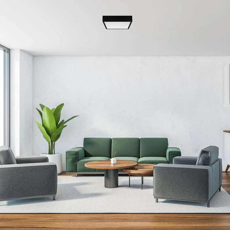 Lauri – LED ceiling light for recessed mounting in black/white, 215×215mm, 22W, 3000-6000K
