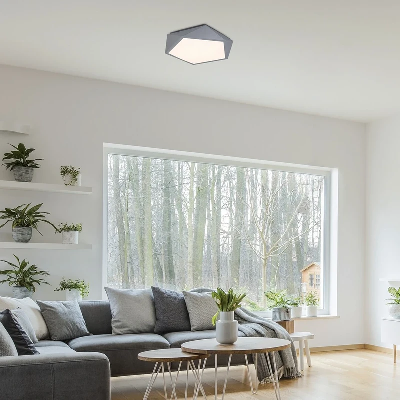 Raffa – LED плафон в сиво с бял абажур, 400×400мм, 30W, 3000K