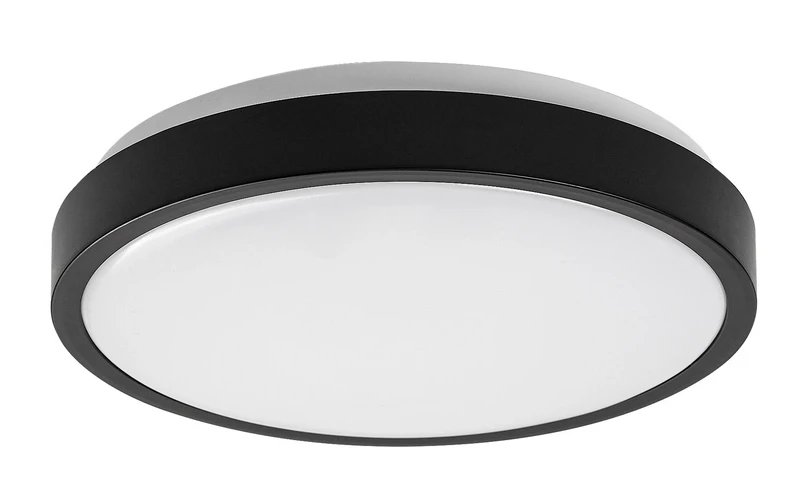 Samira – LED ceiling light for bathroom in black/white, Ø250mm, 18W, 4000K, IP44