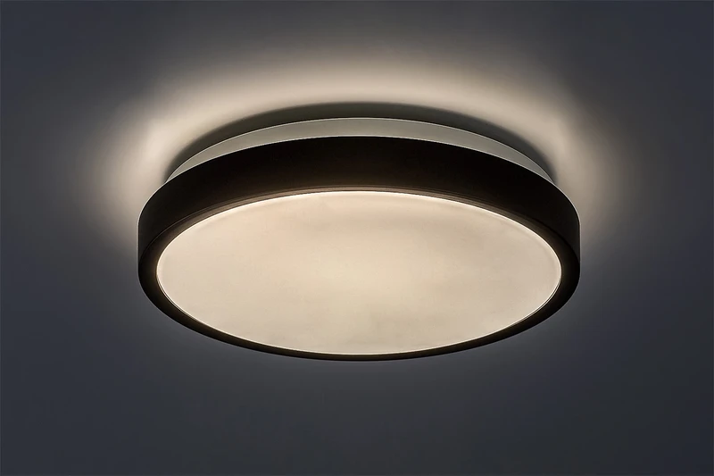 Samira – LED ceiling light for bathroom in black/white, Ø250mm, 18W, 4000K, IP44