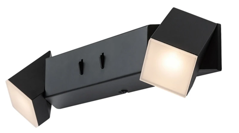 Wall Lights Kessy – LED wall light with 2 luminaires in black with white shades, 350mm, 8W, 3000K