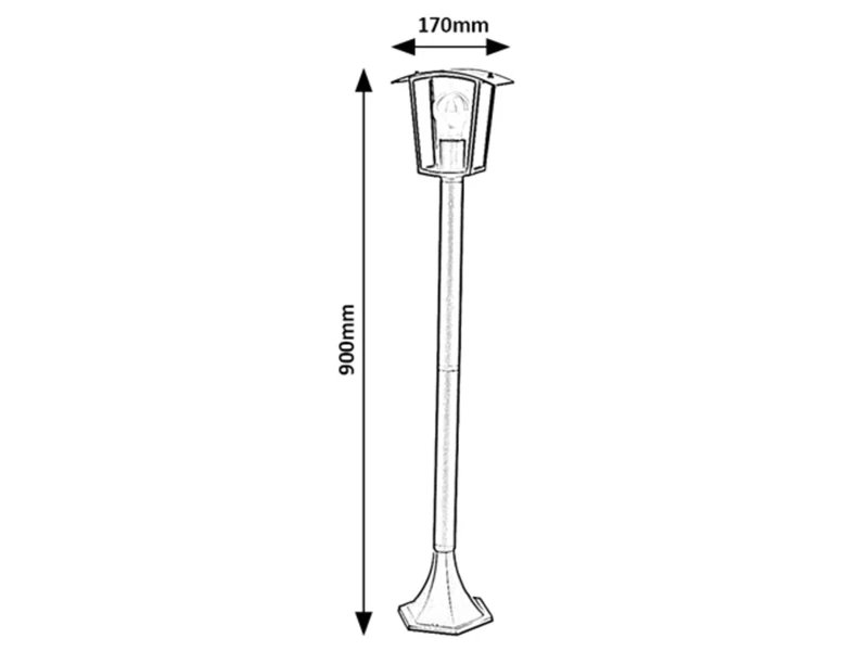 Taverna – classic garden lamp in black matt, 170×900mm, IP44, 1×E27