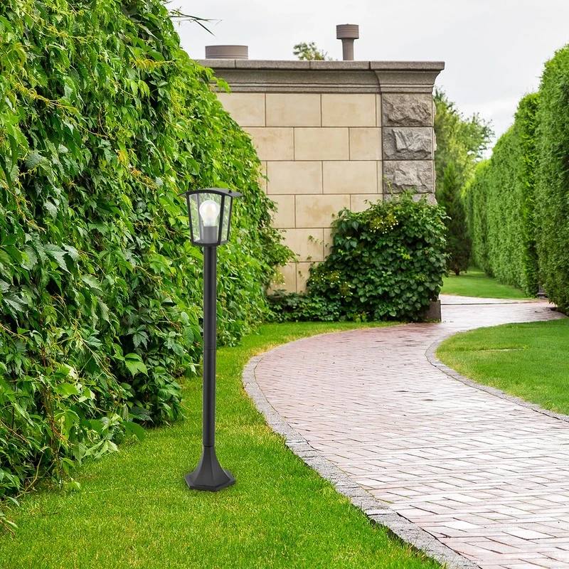 Taverna – classic garden lamp in black matt, 170×900mm, IP44, 1×E27