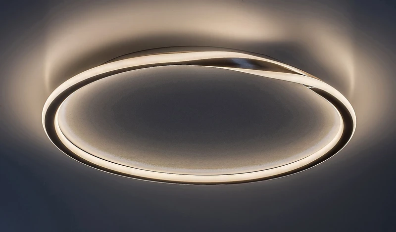 Mathiola – LED плафон в златисто с бял абажур, Ø560мм, 40W, 3000K