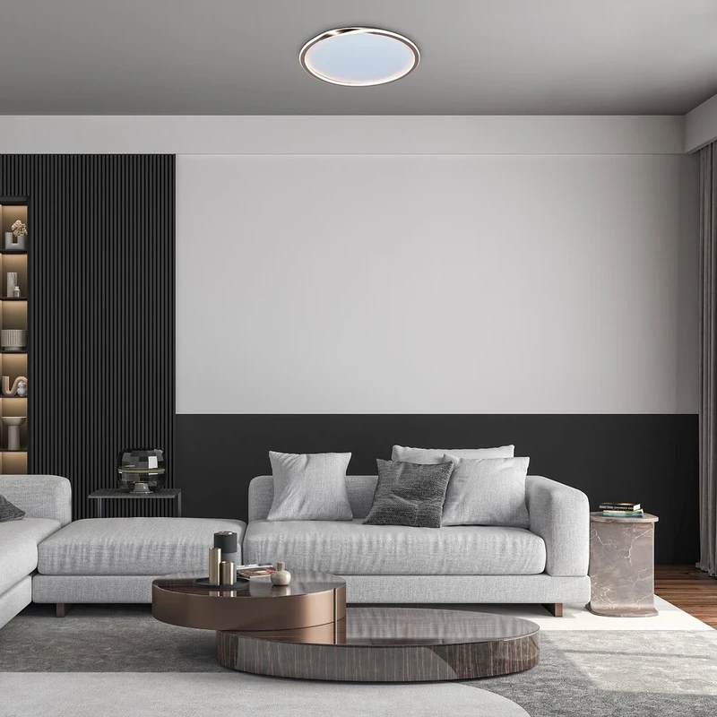 Mathiola – LED плафон в златисто с бял абажур, Ø560мм, 40W, 3000K