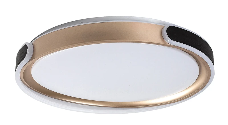 Jindri – LED ceiling light in black/gold with white shade, Ø500mm, 48W, 3000-6500K
