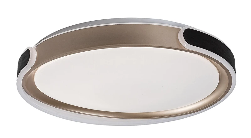 LED Ceiling Lights Jindri – LED ceiling light in black/gold with white shade, Ø500mm, 48W, 3000-6500K